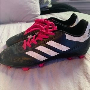 ADIDAS Black And Hot Pink White Soccer Cleats Shoes